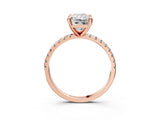 Rose gold Radiant Cut Diamond Brilliant Solitaire Ring with Pavé Band and Four-Prong Setting_18