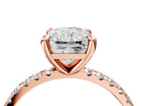 Rose gold Radiant Cut Diamond Brilliant Solitaire Ring with Pavé Band and Four-Prong Setting_19