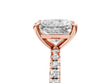 Rose gold Radiant Cut Diamond Brilliant Solitaire Ring with Pavé Band and Four-Prong Setting_20