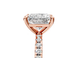 Rose gold Radiant Cut Diamond Brilliant Solitaire Ring with Pavé Band and Four-Prong Setting_314