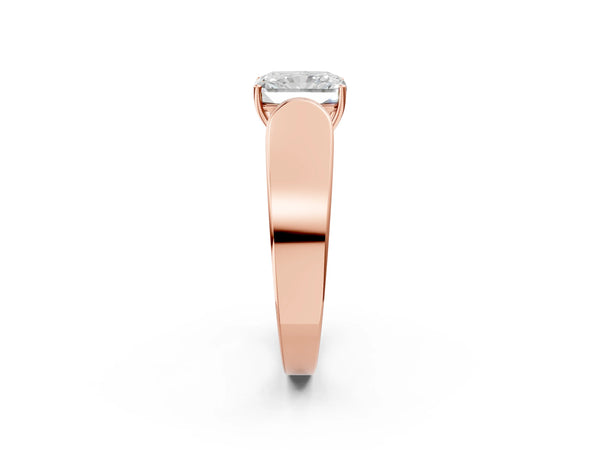 Rose Gold Radiant Cut Channel Set Engagement Ring Setting with Accented Shoulders on Wide Band