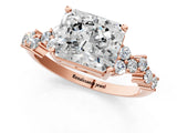 Rose gold Radiant Cut Diamond Cluster Pavé Band with Four-Prong Setting_4