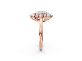 Rose gold Radiant Cut Diamond Cluster Ring with Round and Baguette Stones, Split Shank Band, Prong Setting_17