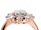 Rose gold Radiant Cut Diamond Cluster Ring with Round and Baguette Stones, Split Shank Band, Prong Setting_19