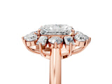 Rose gold Radiant Cut Diamond Cluster Ring with Round and Baguette Stones, Split Shank Band, Prong Setting_8