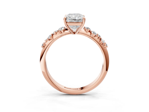 Rose Gold Radiant Cut Graduated Cluster Engagement Ring Setting