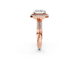 Rose gold Radiant Cut Diamond Double Halo Ring with Split Shank and Four-Prong Setting_5