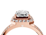 Rose gold Radiant Cut Diamond Double Halo Ring with Split Shank and Four-Prong Setting_7