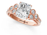 Rose gold Radiant Cut Diamond Engagement Ring with Bezel Set Round Side Stones and Prong Setting_63