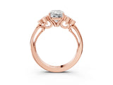 Rose gold Radiant Cut Diamond Engagement Ring with Bezel Set Round Side Stones and Prong Setting_65