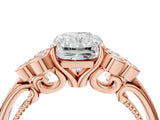 Rose gold Radiant Cut Diamond Engagement Ring with Bezel Set Round Side Stones and Prong Setting_66