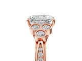 Rose gold Radiant Cut Diamond Engagement Ring with Bezel Set Round Side Stones and Prong Setting_67
