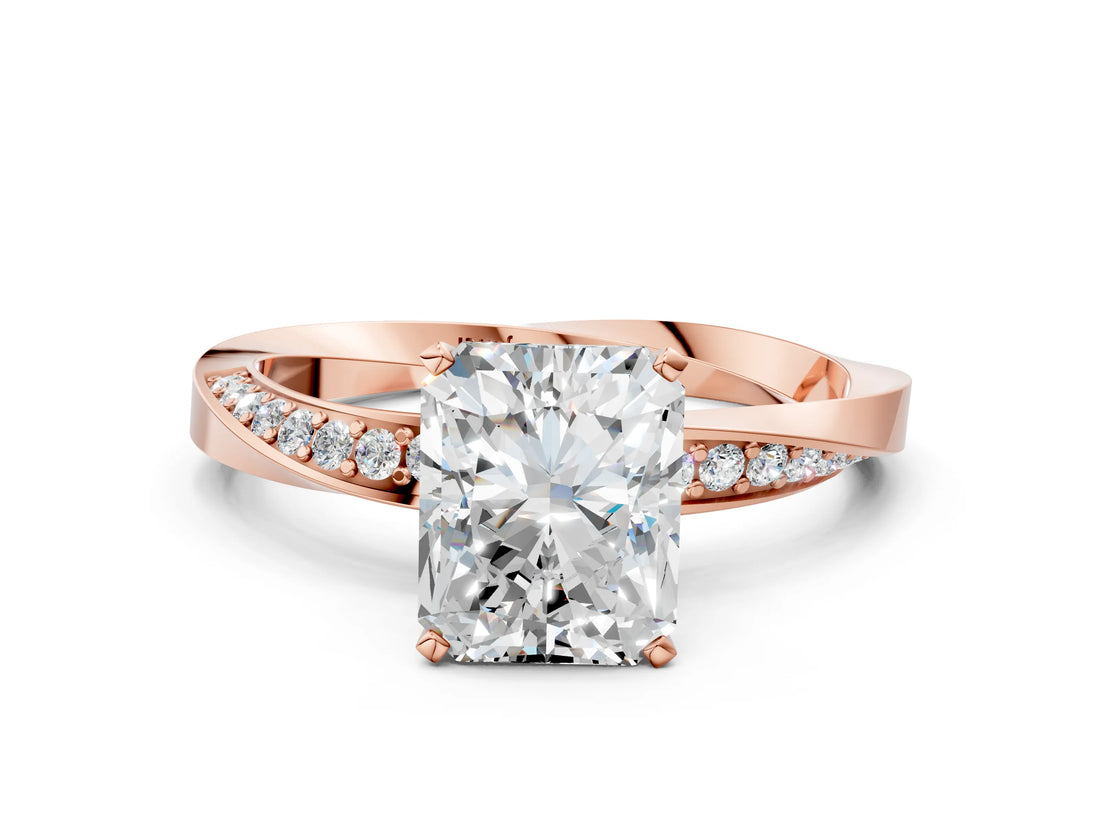 Rose gold Radiant Cut Diamond Engagement Ring with Side Stone Accents and Four-Prong Setting_32