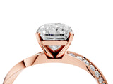 Rose gold Radiant Cut Diamond Engagement Ring with Side Stone Accents and Four-Prong Setting_89