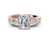 Rose gold Radiant Cut Diamond Five-Stone Prong Set White Gold Ring_52