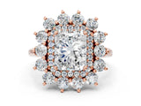 Rose gold Radiant Cut Diamond Floral Double Halo Engagement Ring with Prong Setting_28