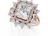 Rose gold Radiant Cut Diamond Floral Double Halo Engagement Ring with Prong Setting_29