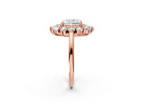 Rose gold Radiant Cut Diamond Floral Double Halo Engagement Ring with Prong Setting_30