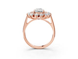 Rose gold Radiant Cut Diamond Floral Double Halo Engagement Ring with Prong Setting_31