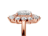 Rose gold Radiant Cut Diamond Floral Double Halo Engagement Ring with Prong Setting_33