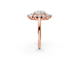 Rose gold Radiant Cut Diamond Floral Double Halo Engagement Ring with Prong Setting_78