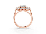 Rose gold Radiant Cut Diamond Floral Double Halo Engagement Ring with Prong Setting_79