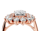Rose gold Radiant Cut Diamond Floral Double Halo Engagement Ring with Prong Setting_80