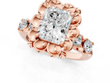 Rose gold Radiant Cut Diamond Floral Halo Engagement Ring with Shared Prong Setting 1