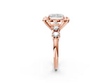 Rose gold Radiant Cut Diamond Floral Halo Engagement Ring with Shared Prong Setting 2