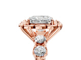 Rose gold Radiant Cut Diamond Floral Halo Engagement Ring with Shared Prong Setting 5
