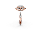 Rose gold Radiant Cut Diamond Floral Halo Pave Band with Prong Setting_38