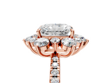 Rose gold Radiant Cut Diamond Floral Halo Pave Band with Prong Setting_41