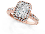 Rose gold Radiant Cut Diamond Halo Engagement Ring with Pavé Band and Prong Setting_28