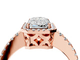 Rose gold Radiant Cut Diamond Halo Engagement Ring with Pavé Band and Prong Setting_31