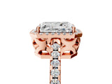 Rose gold Radiant Cut Diamond Halo Engagement Ring with Pavé Band and Prong Setting_32