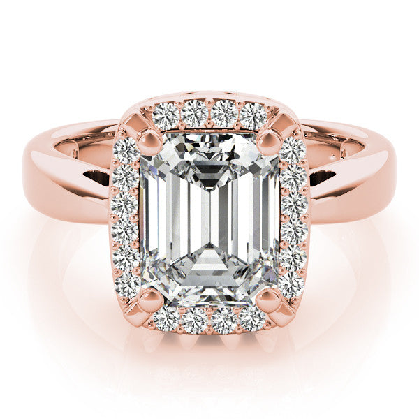 Rose gold Radiant Cut Diamond Halo Engagement Ring with Split Shank and Four-Prong Setting 2
