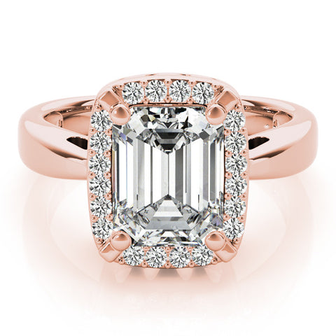 Rose gold Radiant Cut Diamond Halo Engagement Ring with Split Shank and Four-Prong Setting 2