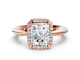 Rose gold Radiant Cut Diamond Halo Engagement Ring with Split Shank and Four-Prong Setting_95
