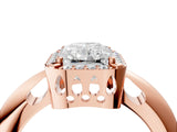 Rose gold Radiant Cut Diamond Halo Engagement Ring with Split Shank and Four-Prong Setting_99