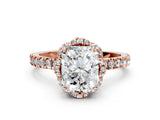 Rose gold Radiant Cut Diamond Halo Pave Band with Four-Prong Setting_3