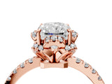 Rose gold Radiant Cut Diamond Halo Pave Band with Four-Prong Setting_7