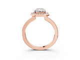 Rose gold Radiant Cut Diamond Halo Ring with Bezel Frame and Pavé Band_10