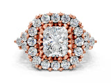 Rose gold Radiant Cut Diamond Halo Ring with Pavé Band and Four-Prong Setting_41