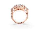Rose gold Radiant Cut Diamond Halo Ring with Pavé Band and Four-Prong Setting_44