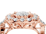 Rose gold Radiant Cut Diamond Halo Ring with Pavé Band and Four-Prong Setting_45