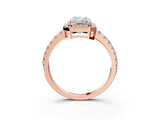 Rose gold Radiant Cut Diamond Halo Ring with Pavé Band and Four-Prong Setting_6
