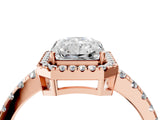 Rose gold Radiant Cut Diamond Halo Ring with Pavé Band and Four-Prong Setting_7