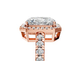 Rose gold Radiant Cut Diamond Halo Ring with Pavé Band and Four-Prong Setting_8
