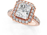 Rose gold Radiant Cut Diamond Halo Ring with Pavé Band and Prong Setting_4