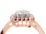 Rose gold Radiant Cut Diamond Halo Ring with Round Brilliant Halo and Solitaire Band_108
